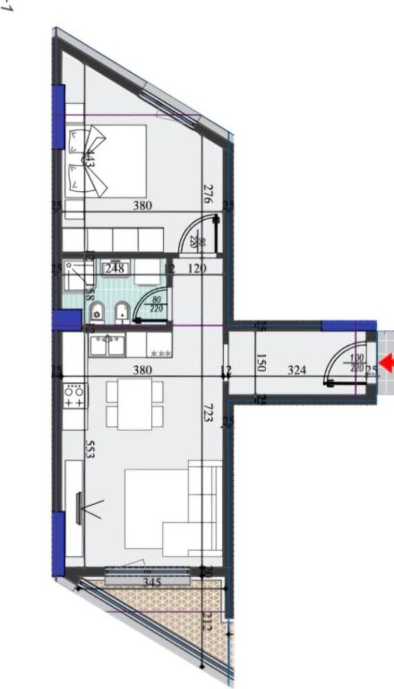 Apartment 1+1 for sale in Rruga Dritan Hoxha, Tirana, 71 m²
