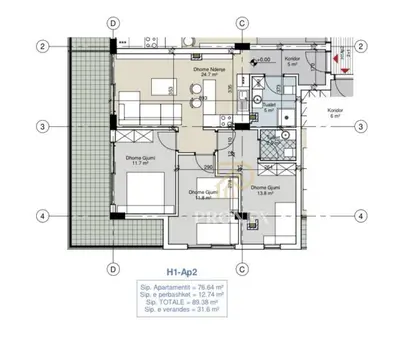 Apartament 3+1 në shitje në Porto Lalzi, Durrës, 89 m². Foto 5 nga 5