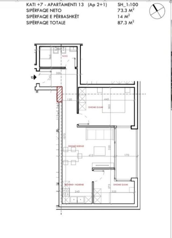 Apartment 2+1 for sale in Astir, Tirana, 87 m²