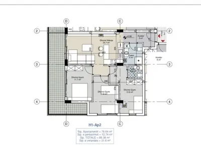 Appartamento 3+1 in vendita a Hamallaj, Durazzo, 121 m². Foto 3 di 5