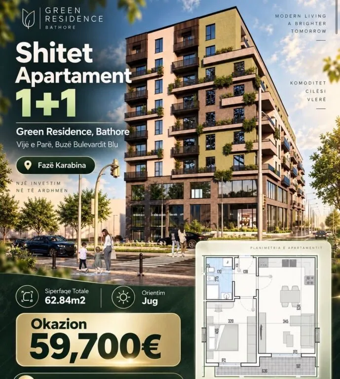 Apartament 1+1 në shitje në Bathore, Kamëz, 63 m². Foto 1 nga 1