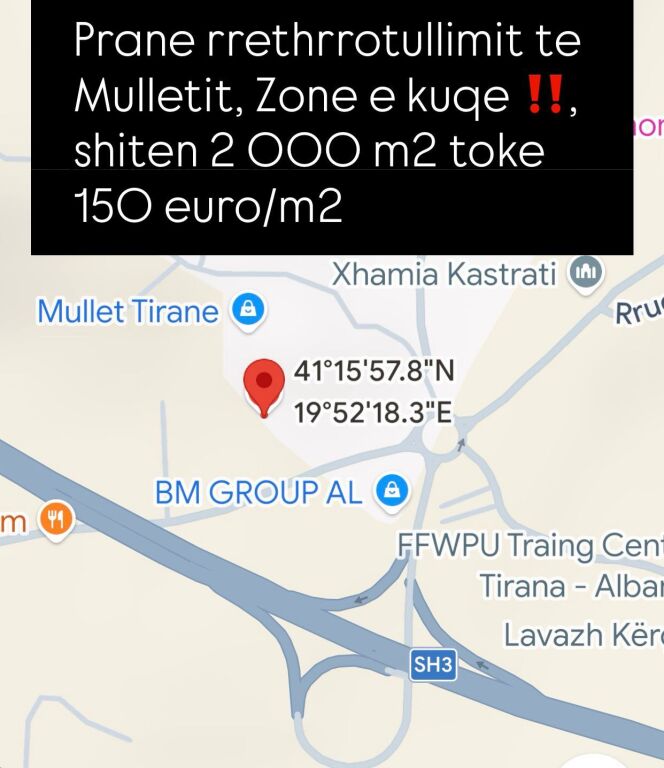 Terreno in vendita a Mullet, Tirana, 2.000 m². Foto 1 di 1