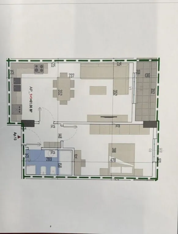 Apartament 1+1 në shitje në Bulevardi Blu, Kamëz, 66 m². Foto 1 nga 1