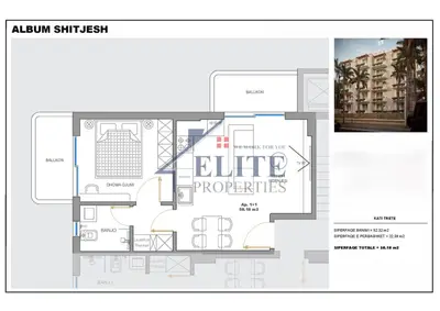 Apartament 1+1 në shitje në Himare, Vlore, Himarë, 58 m². Foto 3 nga 7