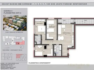 Appartamento 3+1 in vendita a Porcelan, Tirana, 148 m². Foto 3 di 3
