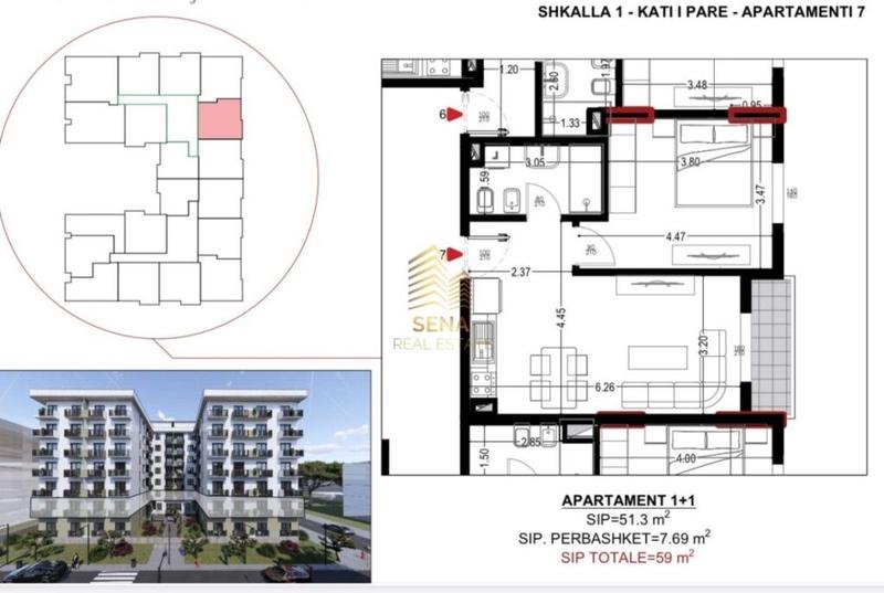 Appartamento 1+1 in vendita a Golem, Kavajë , Albania, Kavaje, Golem, 59 m²