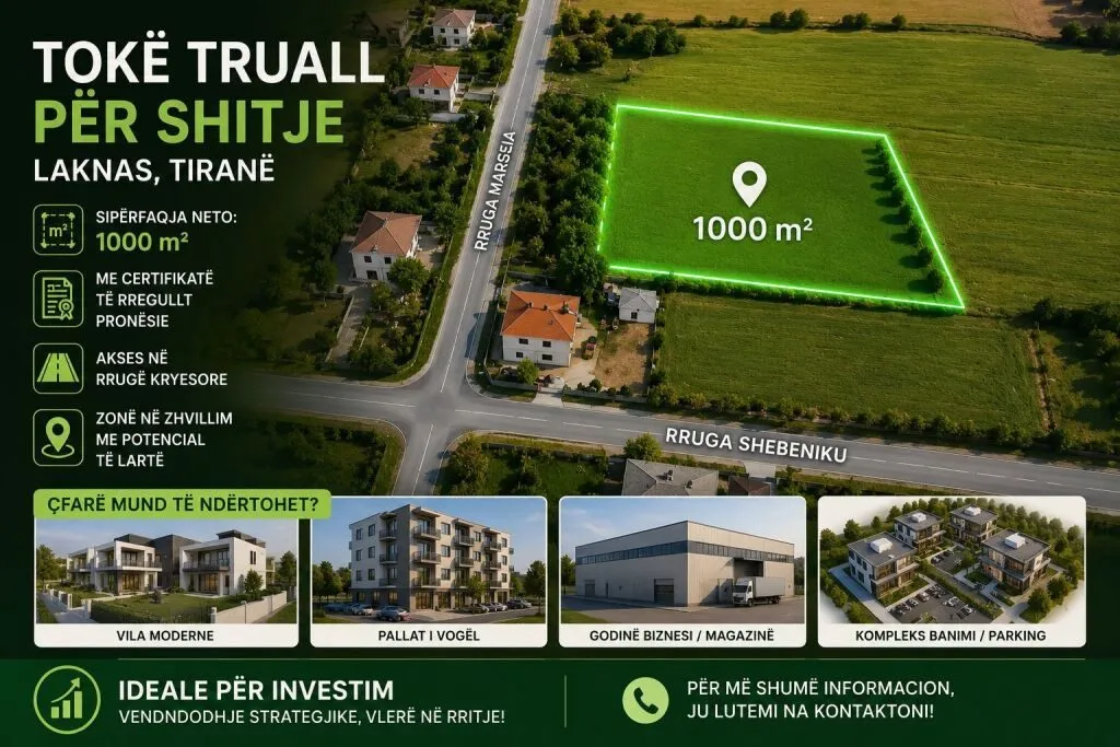 Land for sale in Tirana, 1,000 m². Photo 1 of 2