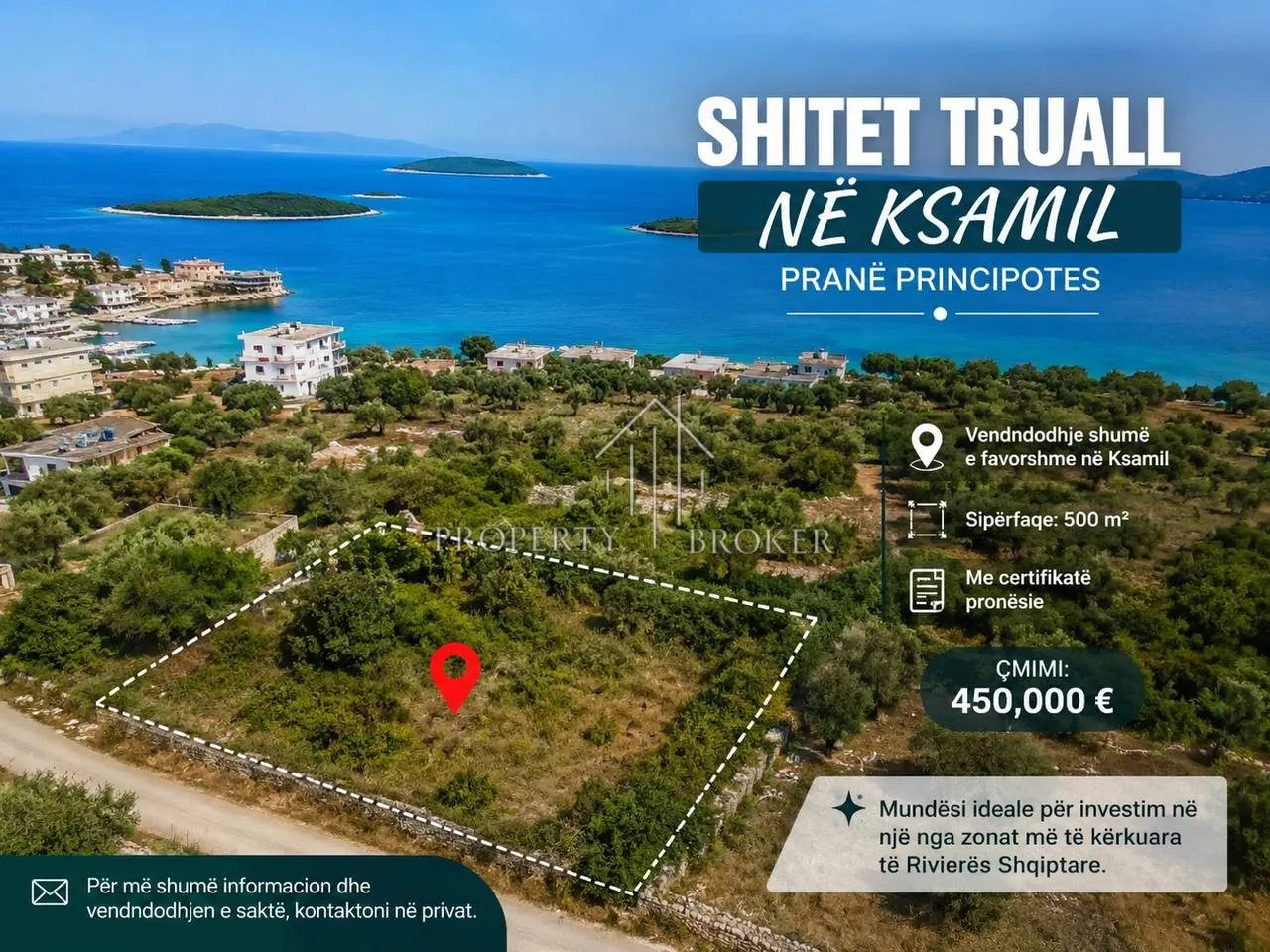 Tokë në shitje në Ksamil, Sarande, Ksamil, 500 m². Foto 1 nga 1