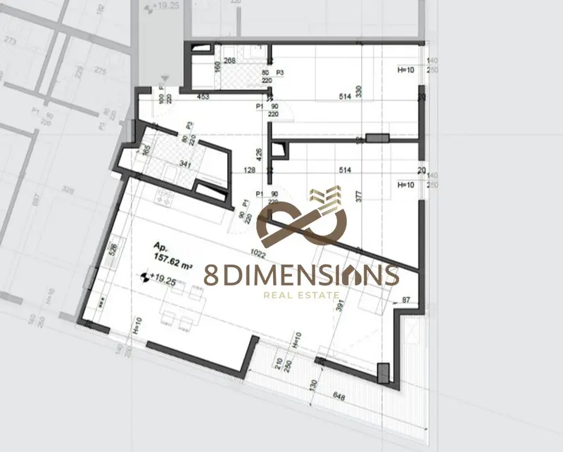 Apartament 2+1 në shitje në Ish Fusha e Aviacionit, Tiranë, 158 m²