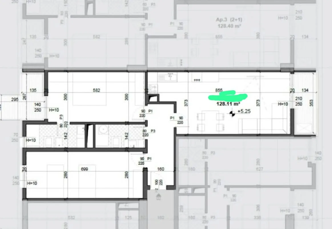 Apartament 2+1 në shitje në Ish Fusha e Aviacionit, Tiranë, 128 m². Foto 1 nga 1