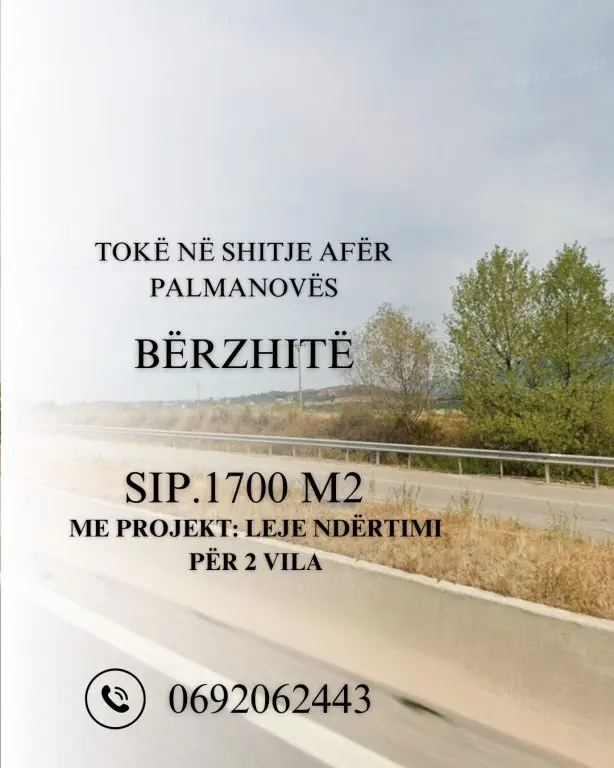 Land for sale in Berzhite, Tirana, 1,700 m²