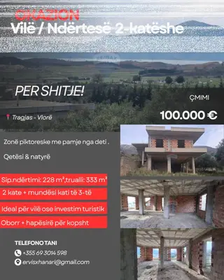Vilë në shitje në Tragjas, Vlorë, 228 m². Foto 1 nga 10