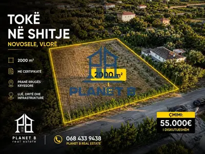 Land for sale in Novosel, Vlorë, 2,000 m². Photo 1 of 7