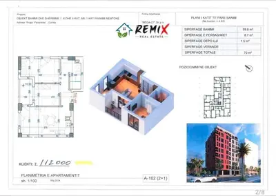 Apartament 2+1 në shitje në Plazh Iliria, Durrës, 70 m². Foto 2 nga 7