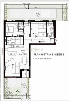 Apartment 2+1 for sale in Mjull Bathore, Tirana, 137 m². Photo 3 of 3