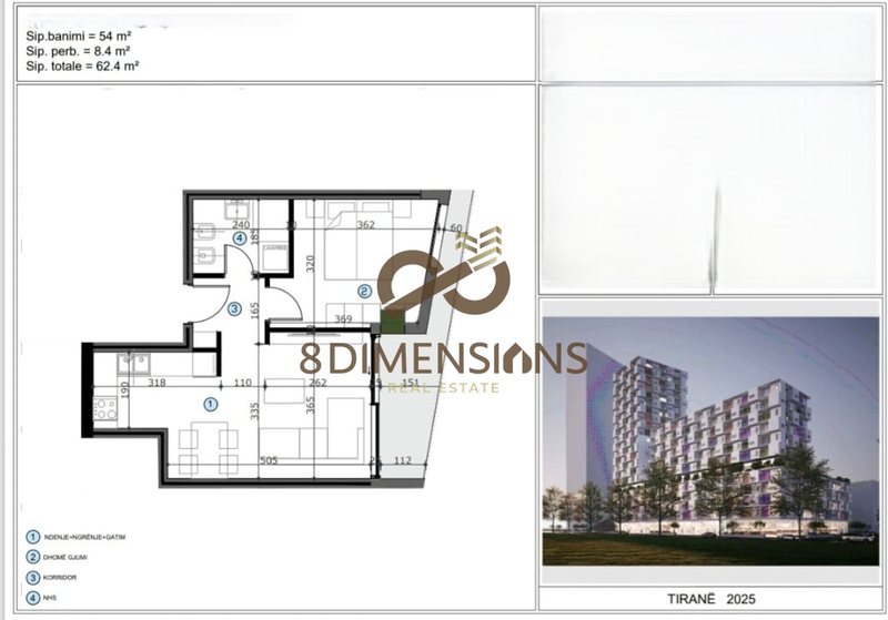 Appartamento 1+1 in vendita a Casa Italia, Tirana, 62 m²