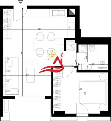 Apartament 1+1 në shitje në Globe, Tiranë, 71 m². Foto 2 nga 2