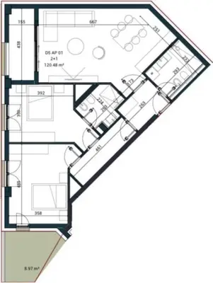 Apartament 2+1 në shitje në Palase, Vlorë, 151 m². Foto 3 nga 4