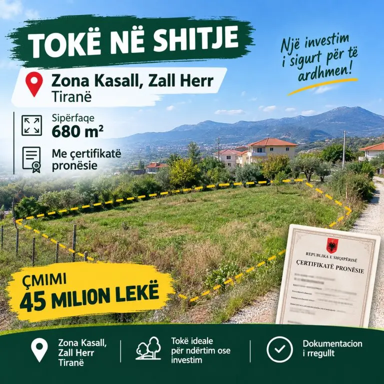 Tokë në shitje në Kasalle, Tiranë, 680 m²