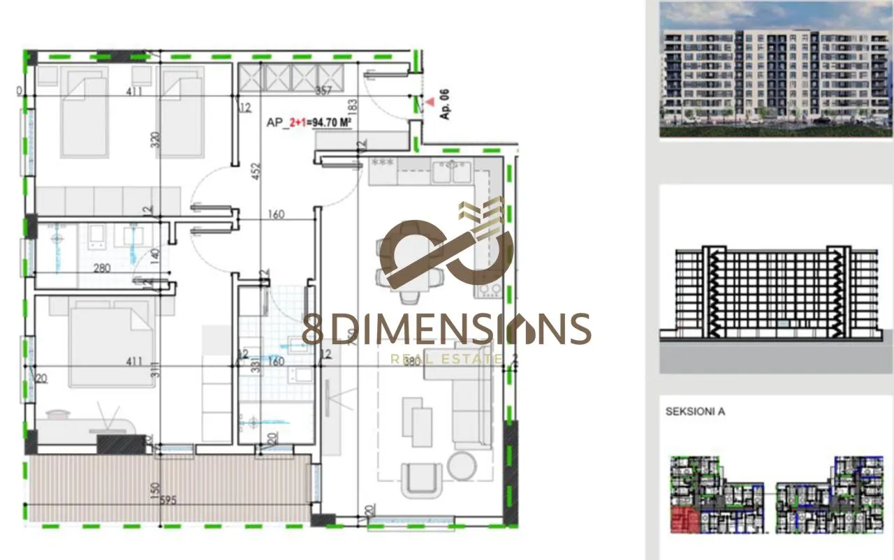 Apartament 2+1 në shitje në Instituti bujqesor, Kamëz, 110 m². Foto 1 nga 1