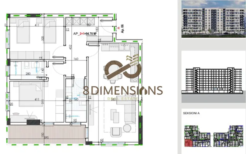 Appartamento 2+1 in vendita ad Instituti bujqesor, Kamza, 110 m²