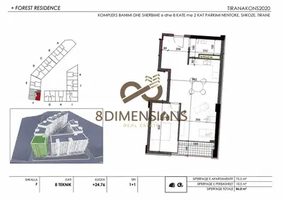 Appartamento 1+1 in vendita a Farkë, Tirana, 86 m². Foto 3 di 4