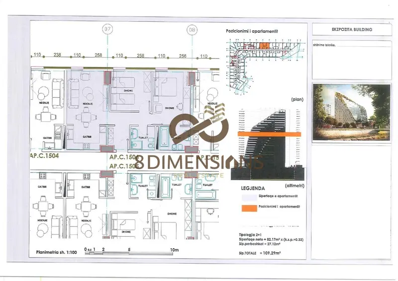 Apartment 2+1 for sale in Myslym Shyri, Tirana, 110 m²