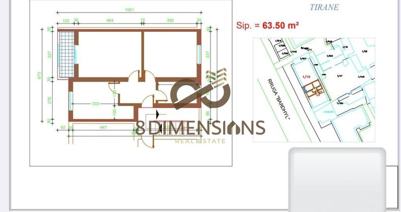 Appartamento 2+1 in vendita a Brryli, Tirana, 64 m²