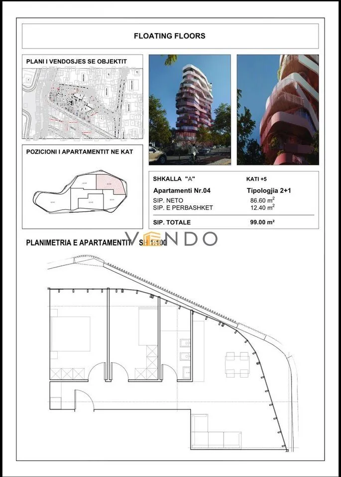 Apartament 2+1 në shitje në Qyteti Studenti, Tiranë, 99 m². Foto 1 nga 6