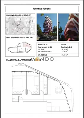 Apartament 2+1 në shitje në Qyteti Studenti, Tiranë, 99 m². Foto 1 nga 6