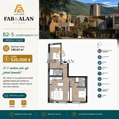 Appartamento 2+1 in vendita a Green Coast 2, Valona, 140 m². Foto 1 di 2