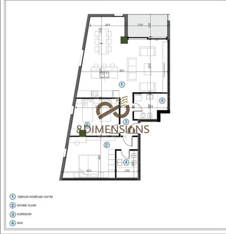 Apartament 2+1 në shitje në Casa Italia, Tiranë, 125 m²
